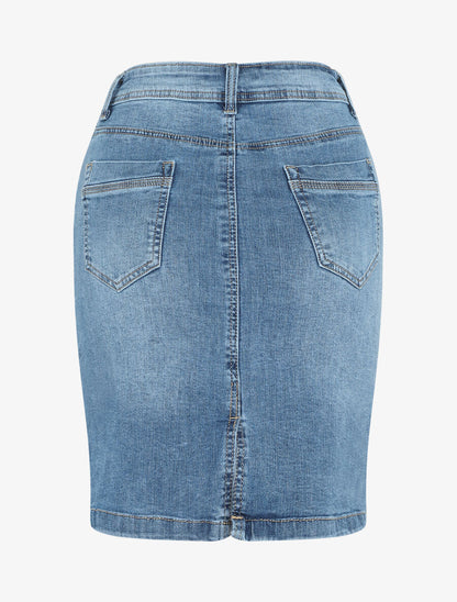 Jupe courte en jean droite taille standard - Bleu - 2