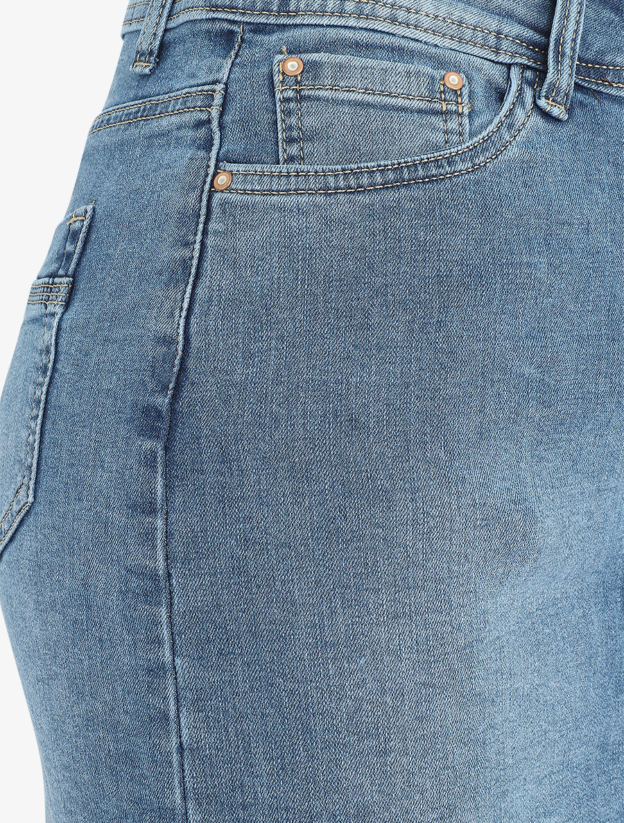 Jupe courte en jean droite taille standard - Bleu - 3