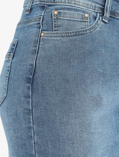 Jupe courte en jean droite taille standard - Bleu - 3