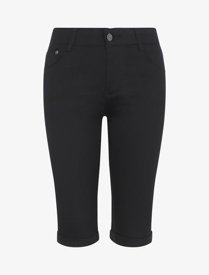 Bermuda uni coupe droite - Noir - 5