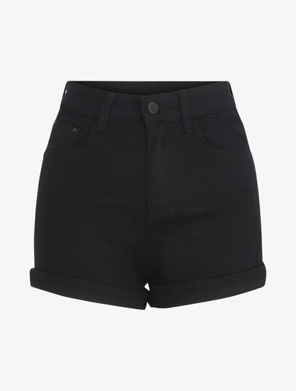 Short uni coupe droite - Noir - 5