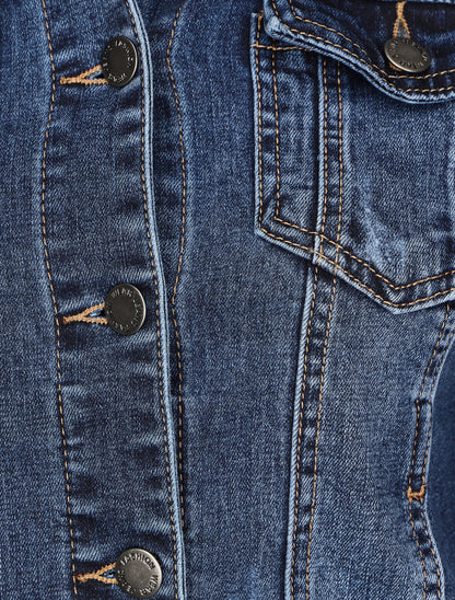 Veste en jean ajustée - Bleu - 3