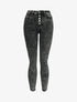 Jeans skinny délavé à fermeture boutonnée - Gris foncé - 1