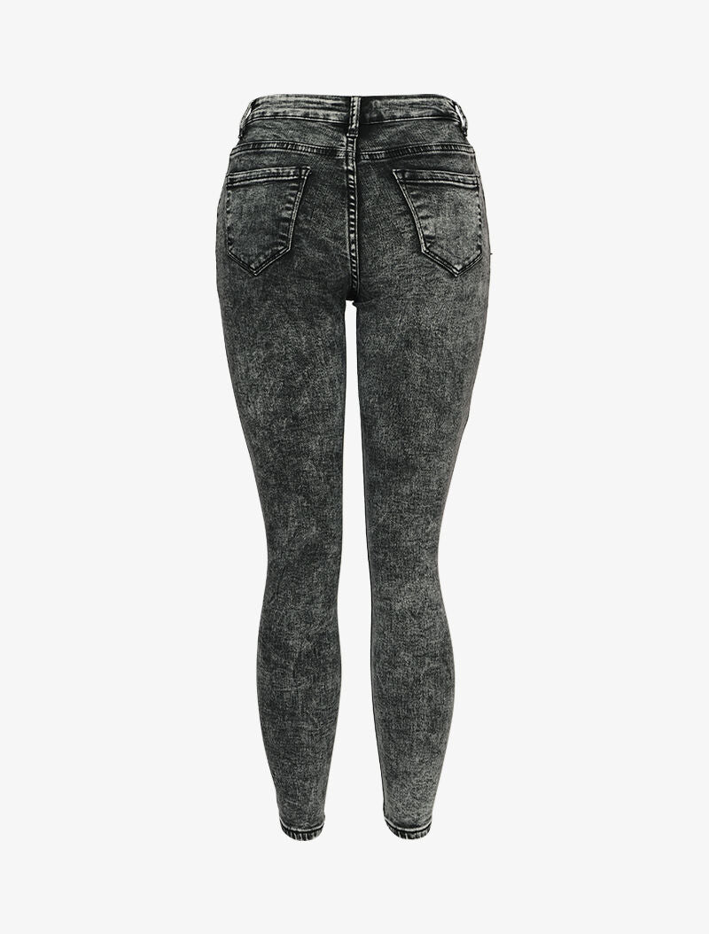 Jeans skinny délavé à fermeture boutonnée - Gris foncé - 2