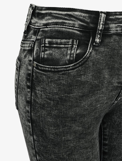 Jeans skinny délavé à fermeture boutonnée - Gris foncé - 3