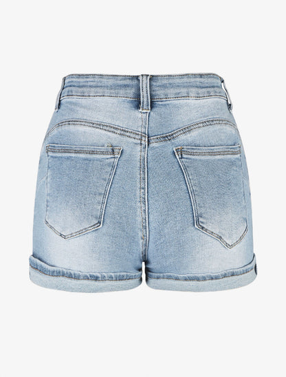 Short push up délavé coupe droite - Bleu - 2