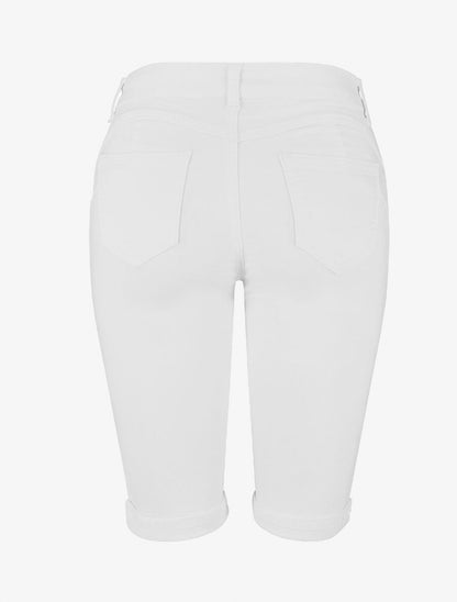 Bermuda uni push up à revers coupe droite - Blanc - 2