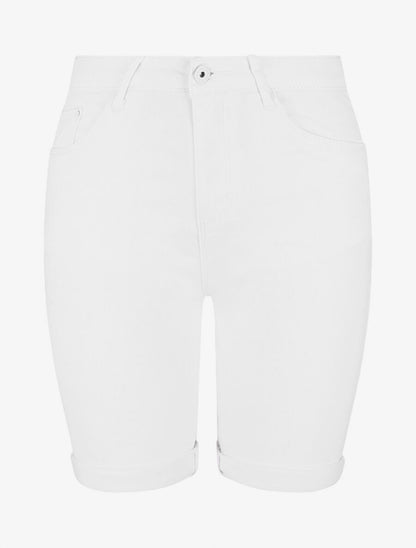 Bermuda push up uni coupe droite - Blanc - 1