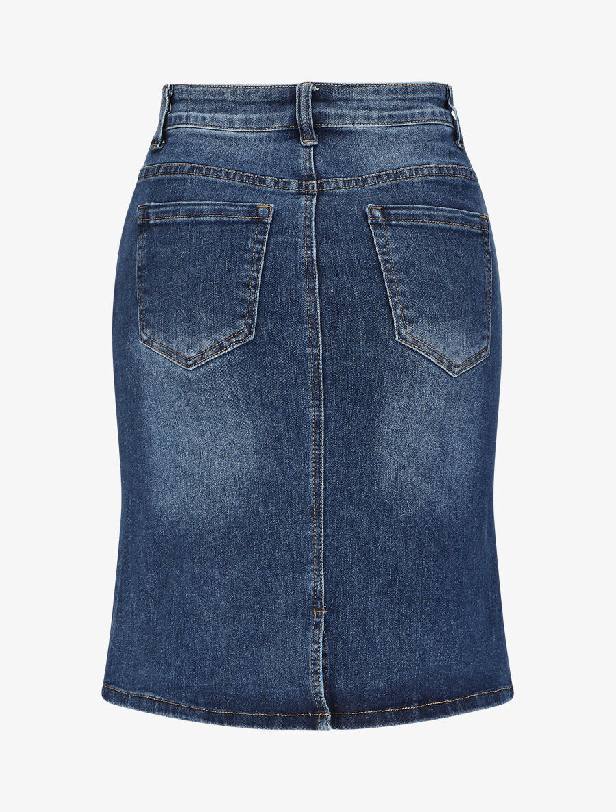 Jupe en jean coupe droite - Bleu - 3