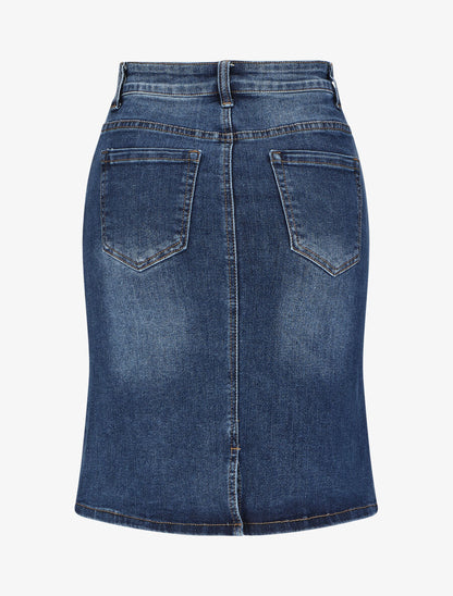 Jupe en jean coupe droite - Bleu - 3