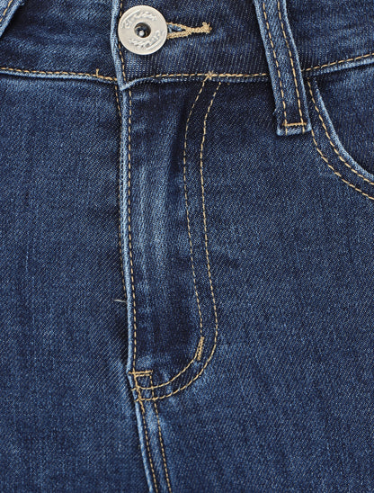 Jean coupe slim taille haute - Bleu brut - 3