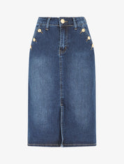 Jupe en jean à boutons - Bleu - 4