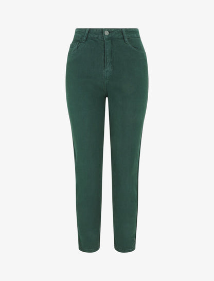 Jean uni taille haute - Vert sapin - 1