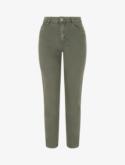 Jean uni taille haute - Kaki - 4