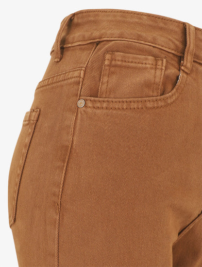 Jean uni taille haute - Camel - 3