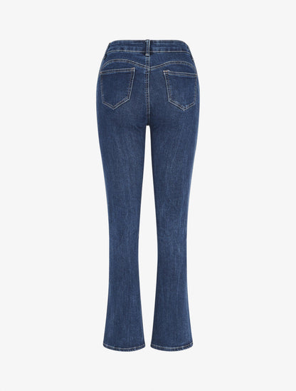 Jean à boutons décoratifs coupe bootcut - Bleu - 2