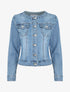 Veste en jean droite col rond - Bleu - 1