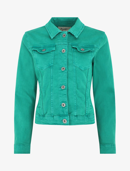 Veste unie en jean - Vert - 4