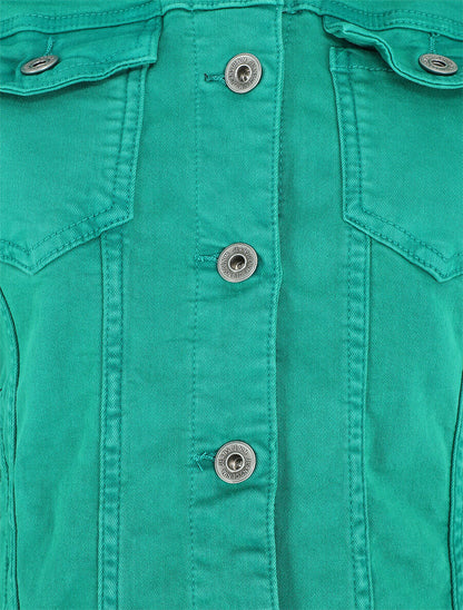 Veste unie en jean - Vert - 3