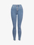 Jean skinny taille haute à fermeture boutonnée - Bleu clair - 4