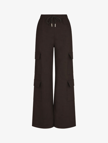 Pantalon cargo taille haute coupe droite - Noir - 4
