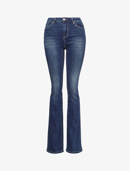 Jean flare extra long à taille standard - Bleu denim - 1