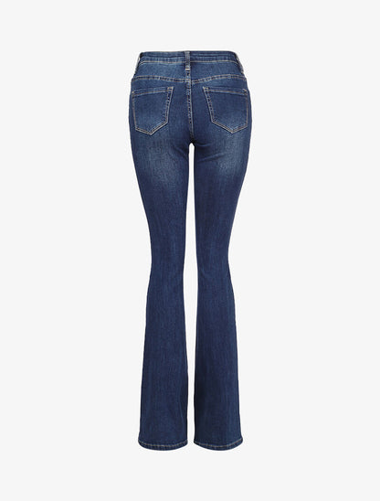 Jean flare extra long à taille standard - Bleu denim - 2