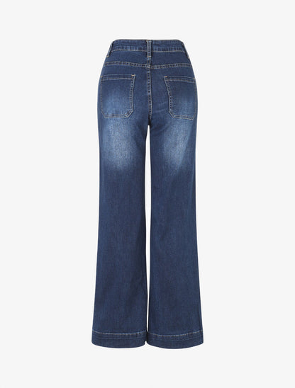 Jean taille haute coupe flare - Bleu - 2