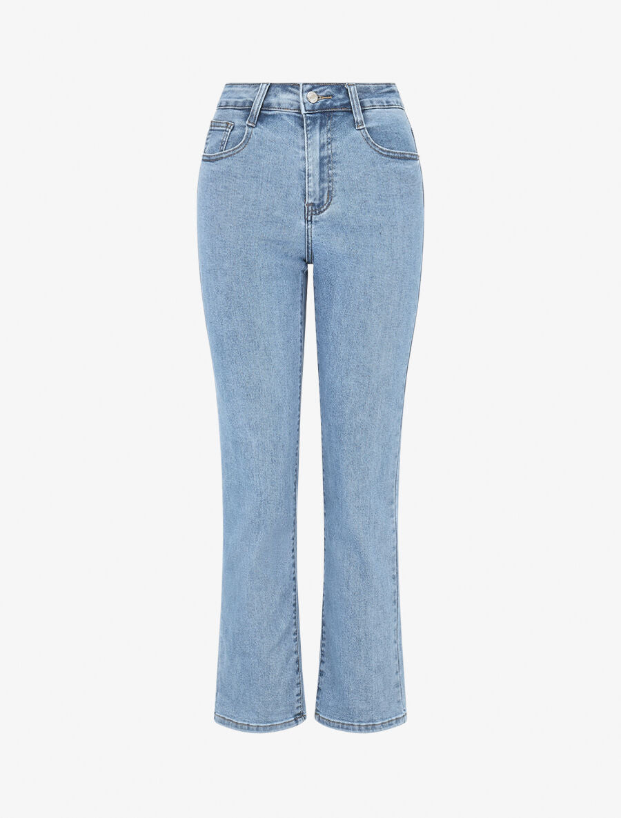 Jean coupe droite taille haute - Bleu - 1