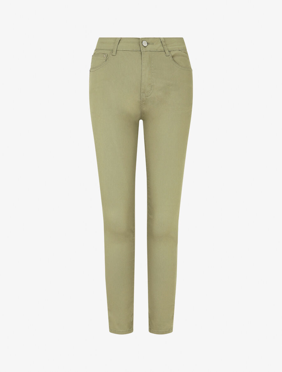Jean skinny grande taille effet push up - Kaki - 1