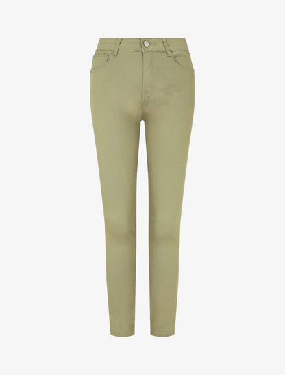 Jean skinny grande taille effet push up - Kaki - 1