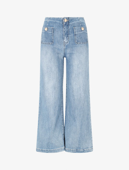 Jean taille haute coupe flare - Bleu - 4