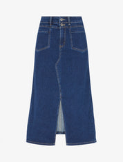Jupe longue en jean grande taille - Bleu denim - 1