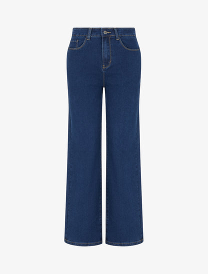 Jean grande taille coupe droite à taille haute - Bleu - 1