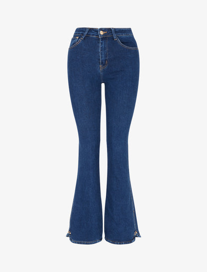 Jean flare à bords fendus - Bleu - 1
