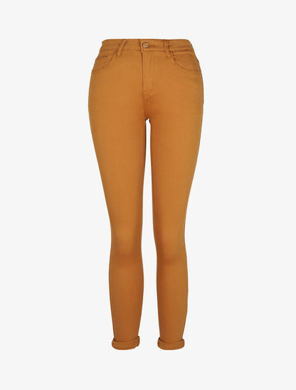 Jean slim stretch à taille haute - Moutarde - 1