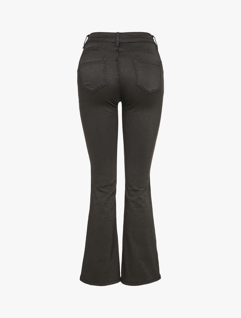 Jean flare effet satiné - Noir - 2