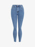 Jean skinny push up à bords coupe franche - Bleu - 3