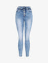 Jean slim à taille empire élastiquée - Bleu - 1