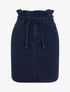 Jupe en jean à taille haute volantée - Marine - 4