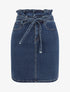 Jupe en jean à taille haute volantée - Bleu denim - 1
