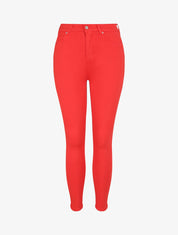Jean skinny push up à coutures apparentes - Rouge - 1