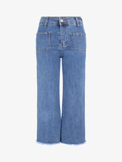 Jean ample à bords effilochés - Bleu denim - 4