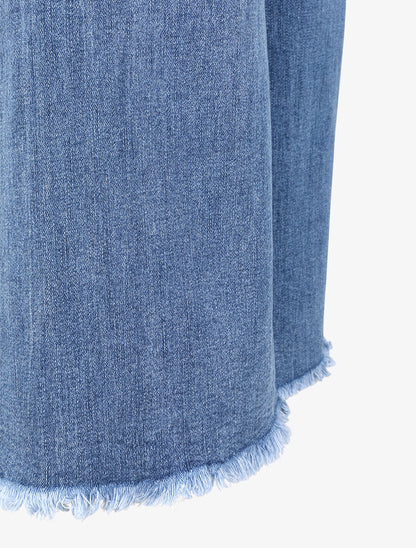 Jean ample à bords effilochés - Bleu denim - 3