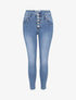 Jean skinny à taille haute boutonnée - Bleu denim - 1