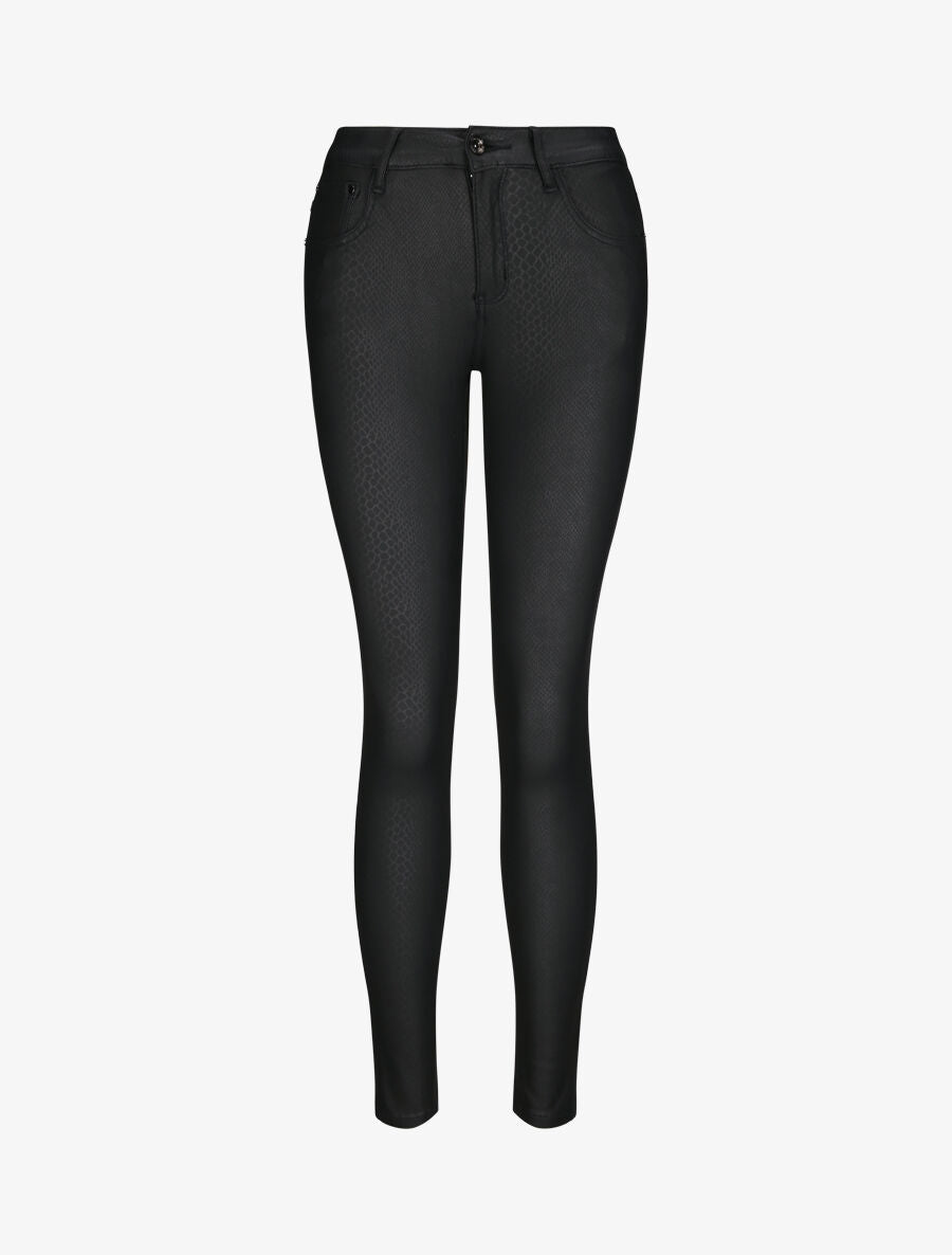 Pantalon en simili effet python - Noir - 1