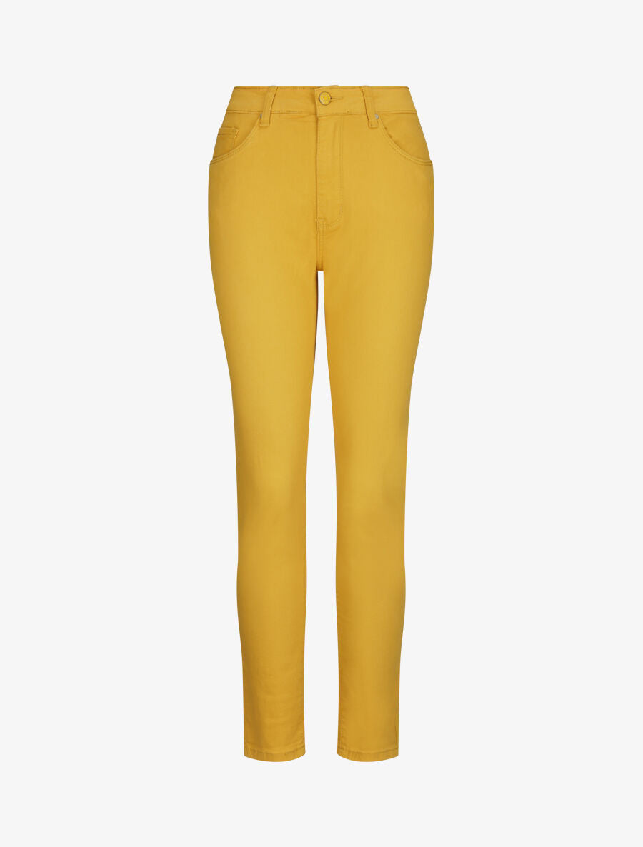 Jean grande taille slim uni à taille haute - Moutarde - 4