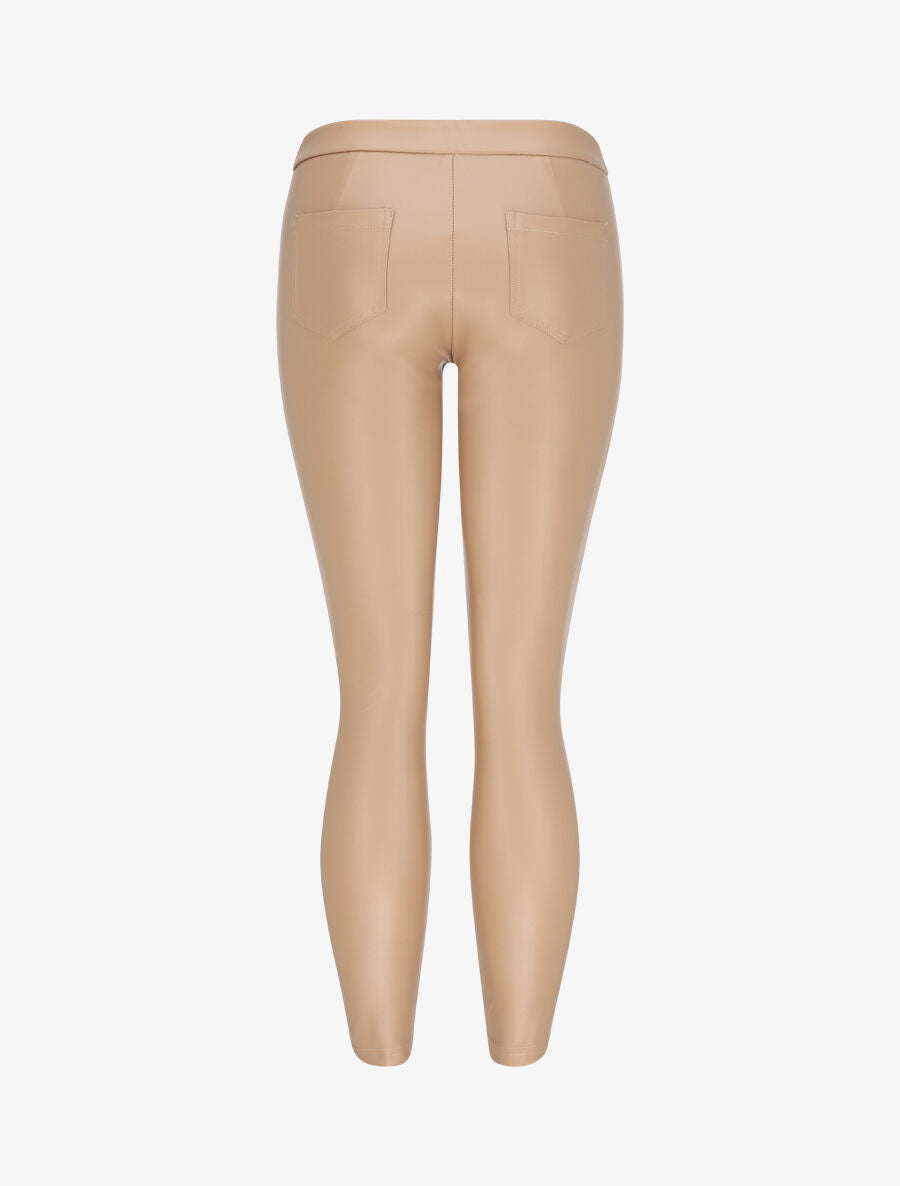 Pantalon slim en simili - Beige - 2