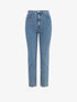 Jean mom à bords effilochés - Bleu denim - 1
