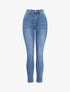 Jean slim à taille haute délavé - Bleu clair - 1
